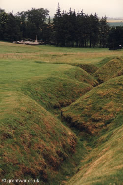 WW1 trench remains at Newfoundland Memorial Park.