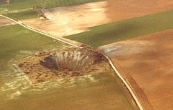 Lochnagar Crater on the Somme battlefield.