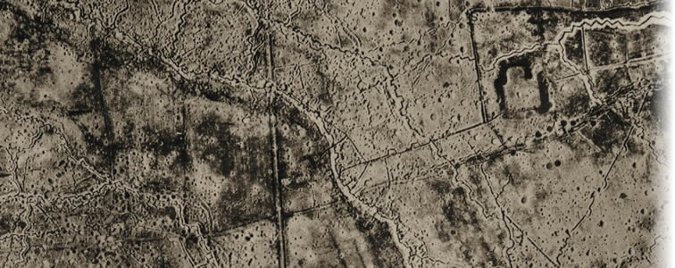 Section of an aerial photograph on 12 May 1917 over the 
	  Front Lines east of Ploegsteert Wood, south of Ypres.