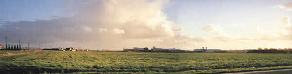 View of the area in the Ypres Salient now, looking south from the position
of the German Front Line across the fields where the French trenches were situated east of Boesinghe and the Ypres/Yser
Canal.