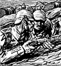 Sketch of German soldiers in Daheim magazine, published in early 1915.
