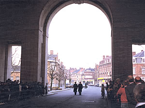 Two Buglers sound Last Post at the daily ceremony at the Menin Gate Memorial, Ypres.