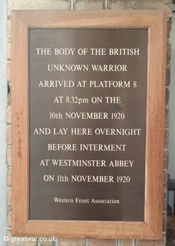 Memorial plaque to the Unknown Warrior, 10 November 1920.