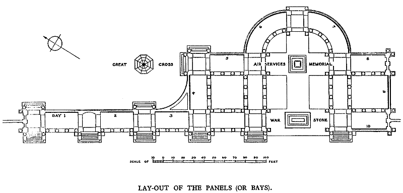 Plan of the Arras Memorial including the location of the Flying Services Memorial.