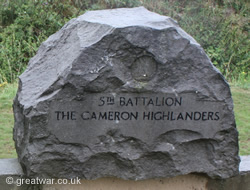 Memorial stones commemorate each battalion of the 9th Scottish Division.