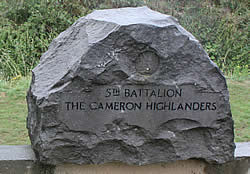 Memorial stone commemorating each battalion of the 9th Scottish Division.