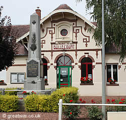 Mairie and French war memorial in the village of Bullecourt.