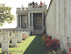 Names of over 20,000 missing British officers and men are inscribed on 139 stone tablets at the Loos Memorial.