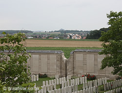 View east towards Loos village and the higher ground beyond it.