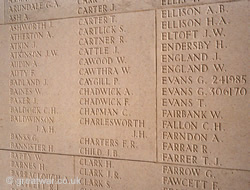 Names commemorated on the Arras Memorial.
