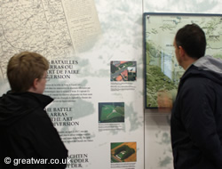 Visitors at the Interpretive Centre in the Vimy Memorial Park.