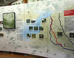 Display boards with maps, photographs and explanations about the battles for the Vimy Ridge.