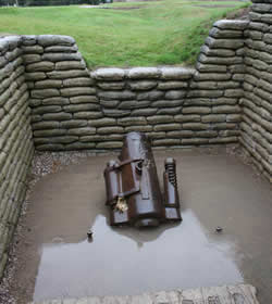 Mortar in a forward sap in the Allied trench section at the Vimy Memorial Park.