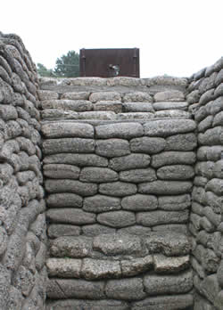 Sniper plate in a forward sap in the Allied trench section at the Vimy Memorial Park.