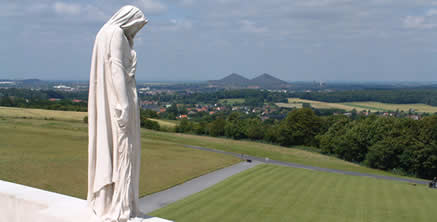 The mourning figure of Mother Canada on the Canadian National Vimy Memorial.