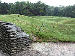 Cratered ground at the Vimy Memorial Park.