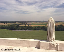 Looking north-east from the Canadian National Vimy Memorial across the Lens-Douai plain.