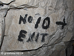 Exit 10 written on the tunnel wall at the Wellington Quarry.