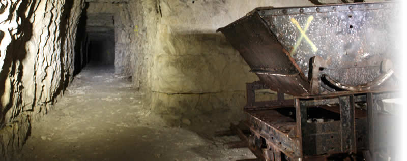 Mining truck in the tunnels of Wellington Quarry - la Carriere Wellington, Arras, France.