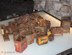 Tins including toffee tins found in the Wellington Quarry.
