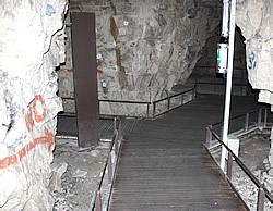 Walkway in the tunnels of the Wellington Quarry.