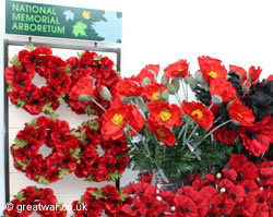 Poppy wreaths at the National Memorial Arboretum.