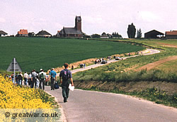 Visitors to the battlefield on a guided walk.