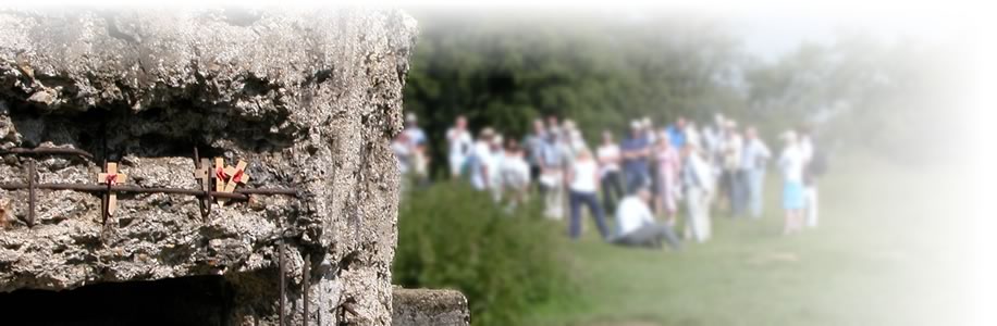 Tour group at Hill 60 memorial, Ypres Salient, Belgium.