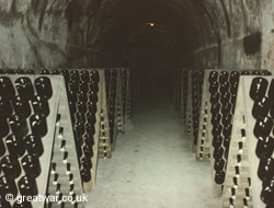 Champagne cellars in the chalk tunnels under Reims.
