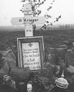 Cross marking the grave of 16 unidentified German soldiers.