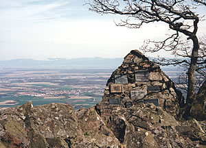 View looking east from the Hartmannsweilerkopf (Vieil Armand) mountain across the Alsace plain to the Blackforest mountains.