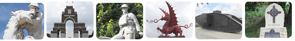 Memorials on the Somme battlefields, France.