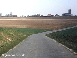 A trench line visible in the chalk at Thiepval on the Somme battlefield.