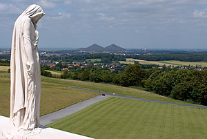 Vimy Ridge looking north-east to the Douai valley. Two slag heaps can be clearly seen on the horizon.