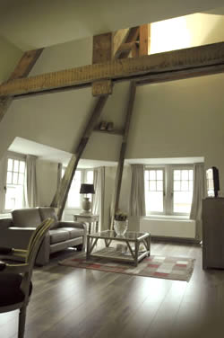 Interior of Poorthuis Belfry self-catering apartment, Ieper, Belgium.