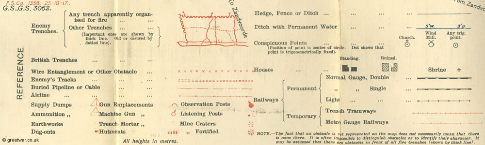 Reference key for trench map 28NE3 (trenches corrected to 24.10.17) for the Ypres Salient near Gheluvelt. Reference key for trench map 28NE3 (trenches corrected to 24.10.17)