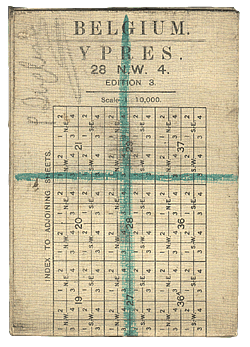 Front cover of the 1:10,000 scale map of Sheet 28 NW4 Ypres.