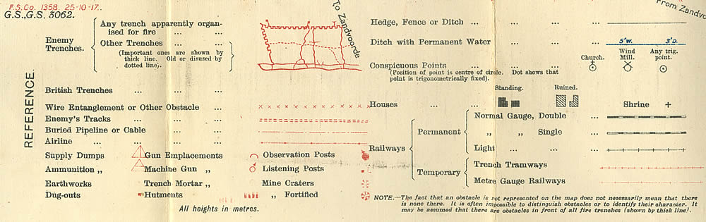 Reference key for trench map 28NE3 (trenched corrected to 24.10.17) for the Ypres Salient near Gheluvelt.