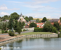 View of Chipilly village on the banks of the River Somme.