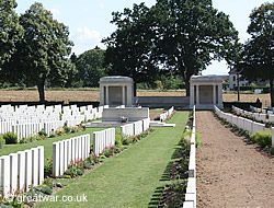 Reseeding of the grass at Delville Wood Cemetery.