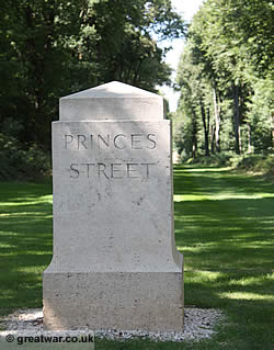 Marker stone for Princes Street at Delville Wood.