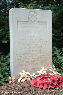 Stone memorial to the Devonshires at Devonshire Cemetery.