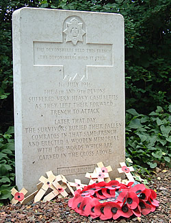 Stone memorial to the Devonshires at Devonshire Cemetery.