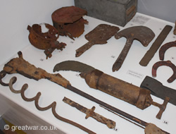Artefacts picked up from the battlefields at Villers-Bretonneux.