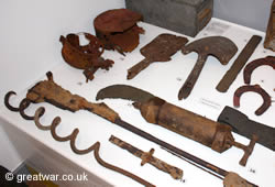 Artefacts picked up from the battlefields at Villers-Bretonneux.