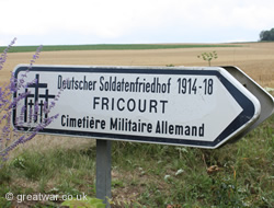 Road sign for Fricourt German Military Cemetery.
