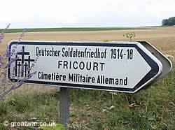 Road sign for Fricourt German Military Cemetery.