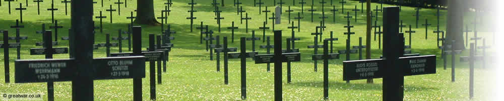 Graves at Fricourt German military cemetery on the Somme battlefields.