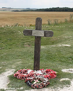 A cross marks the place where Private George Nugent was found.