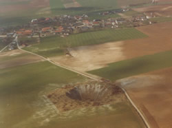 Lochnagar Crater, site of the huge mine detonated at 07.30 on 1 July 1916.